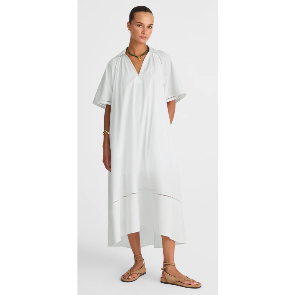 Madewell | NWT Poplin Splitneck Midi Shirtdress White Relaxed Fit | Sz S